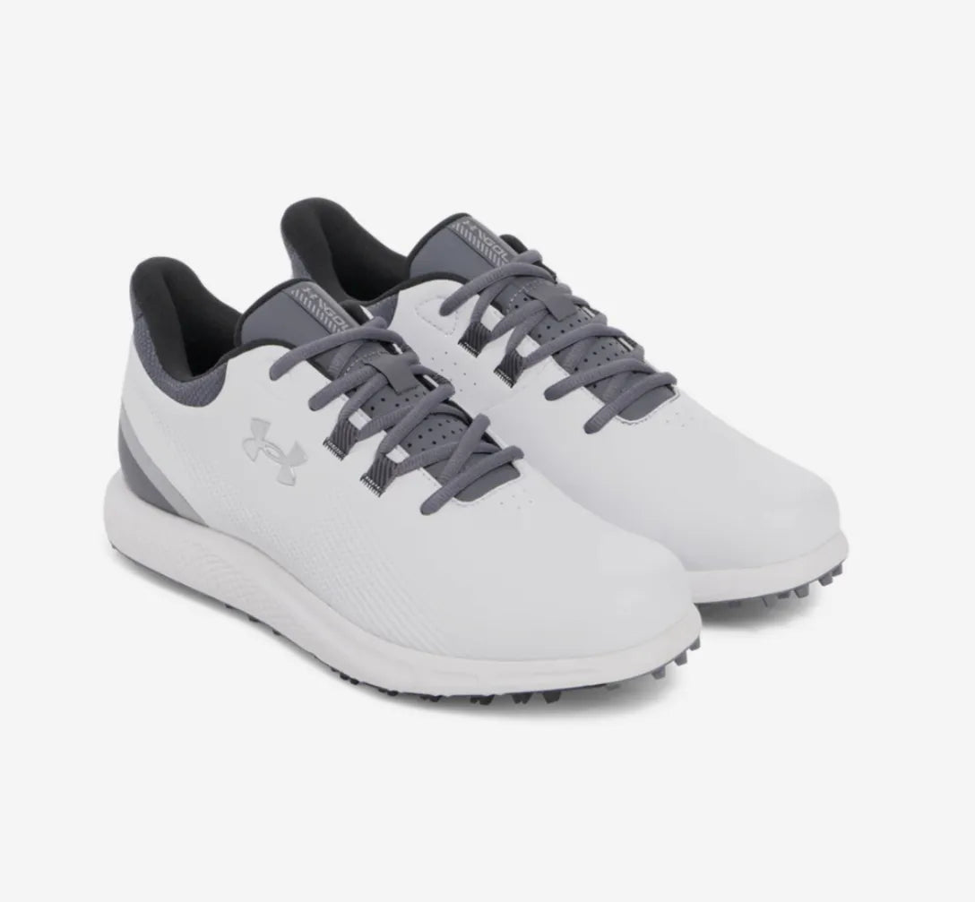 Under Armour Mens Golf Shoes | Drive Medal Spikeless | White-Silver