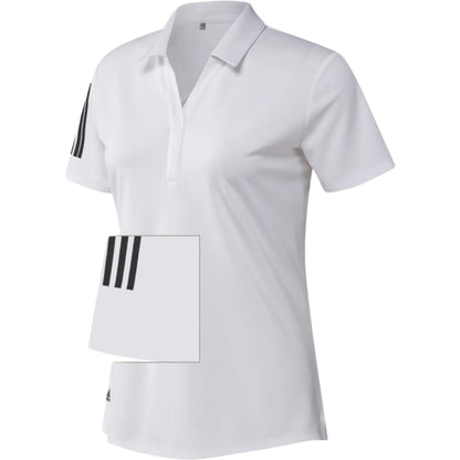[GP0245-2XL] Adidas Womens Golf Shirt | 3 Stripe Club Polo (White, 2XL)