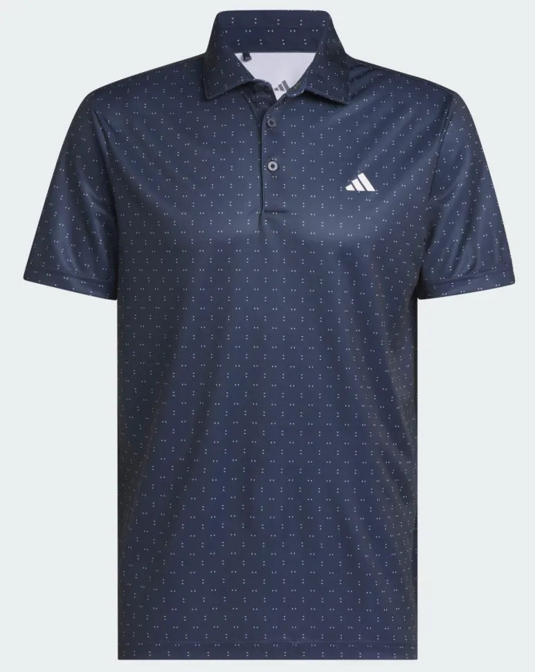 Adidas Mens Golf Shirt | Performance Textured Print | Blue