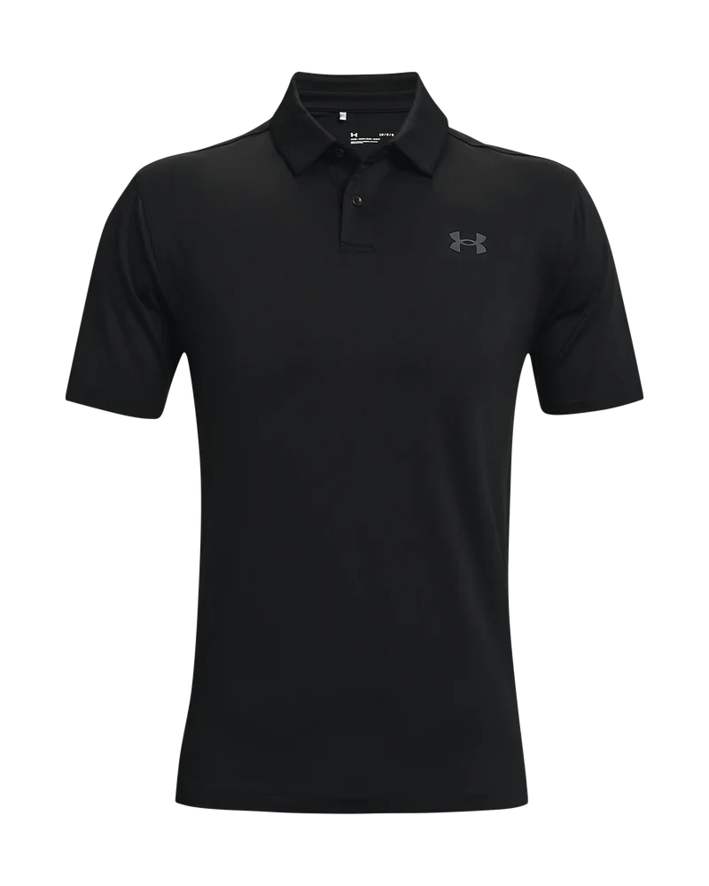 [1383714001M] Under Armour Mens Golf Shirt | T2G Polo (Black, M)