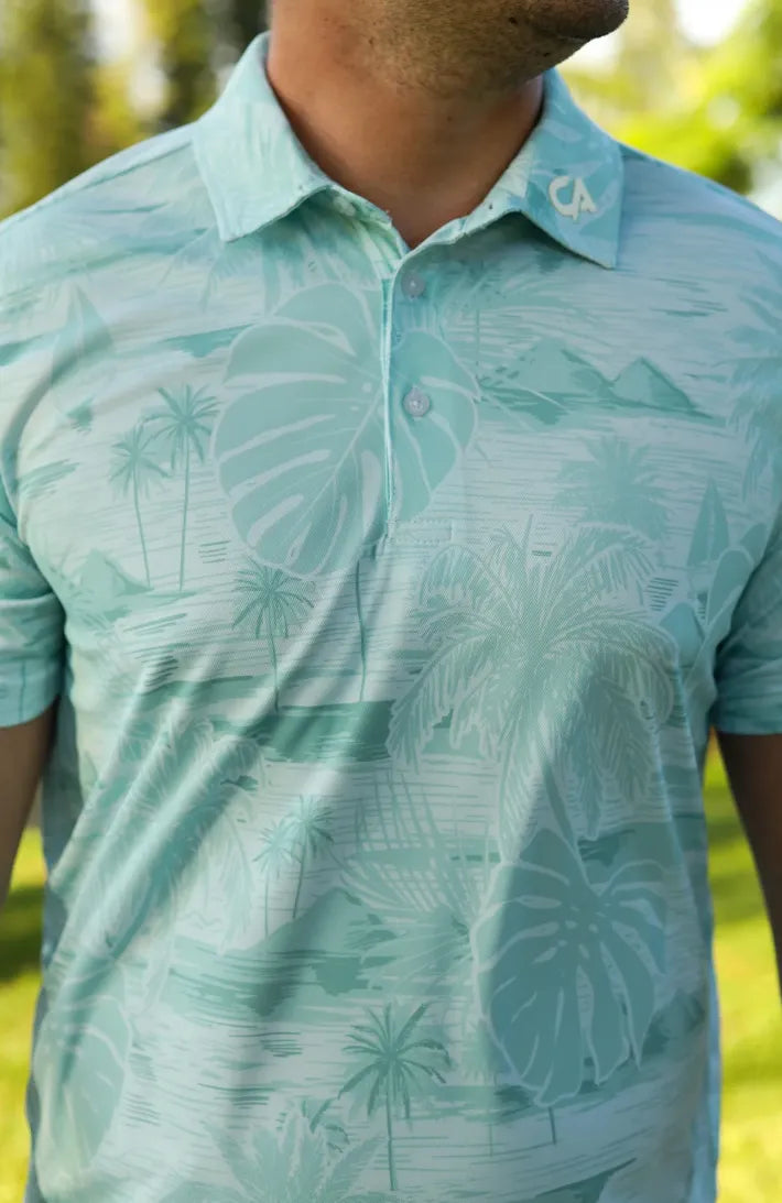 Custom Apparel Mens Golf Shirt | Statement | Soft Mint Caribbean