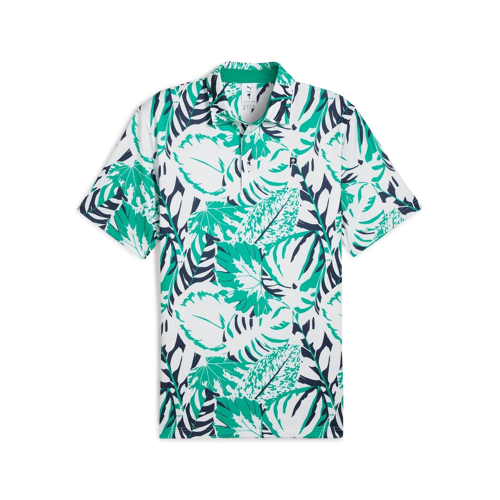 Puma Mens Golf Shirt | PTC Palm Glitch | Green-White