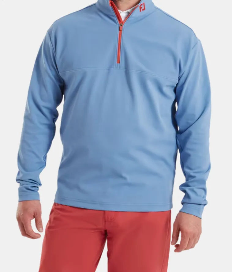 Footjoy Mens Golf Jersey | EU Angled Ottoman Cout | 1/4 Zip | Coastal Blue