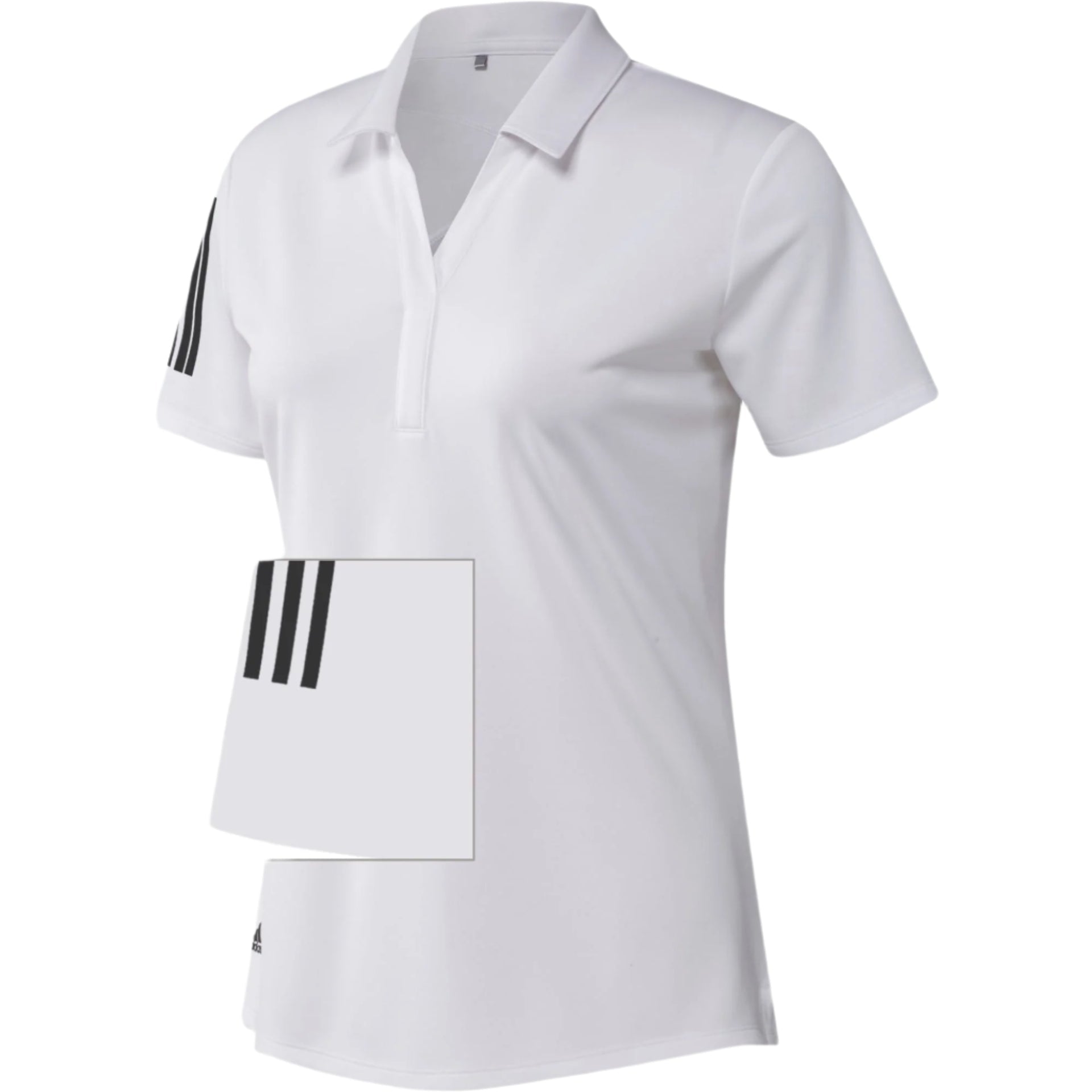 [GP0245-XL] Adidas Womens Golf Shirt | 3 Stripe Club Polo (White, XL)