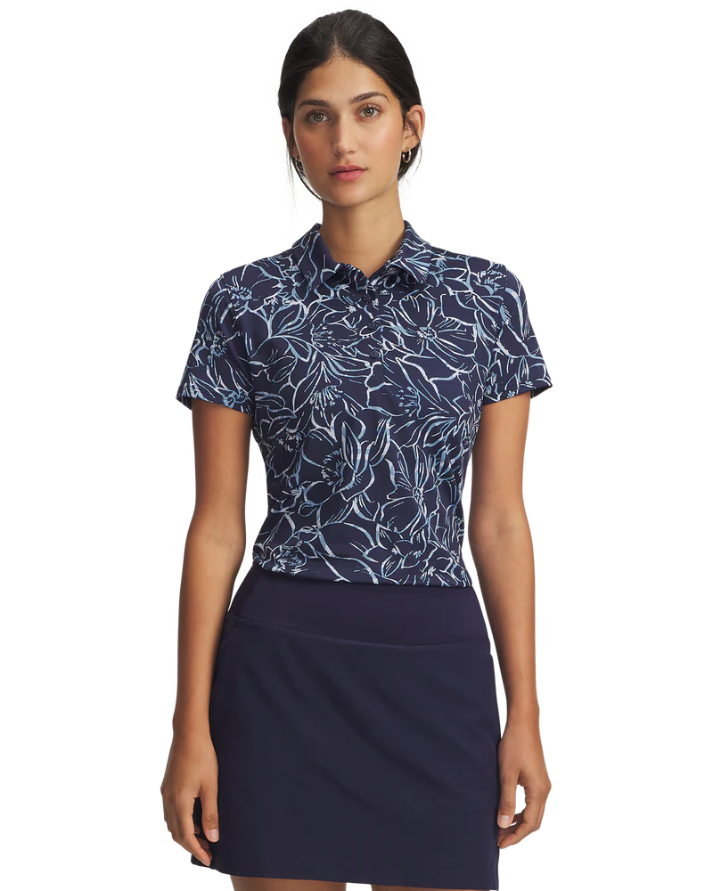 Under Armour Womens Golf Shirt | Playoff 3.0 Printed Polo | Midnight Navy
