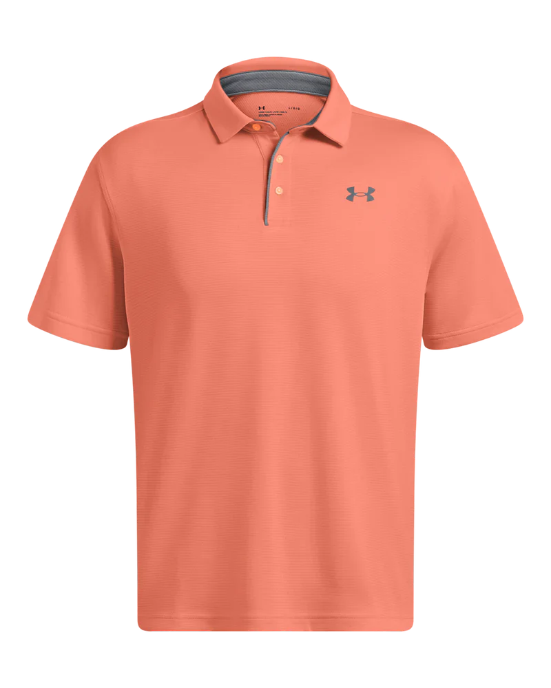 [1290140897XXL] Under Armour Mens Golf Shirt | Tech Polo | Striped (Peach, 2XL)