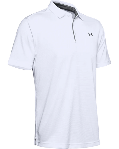 [12901401003XL] Under Armour Mens Golf Shirt | Tech Polo | Striped (White, 3XL)