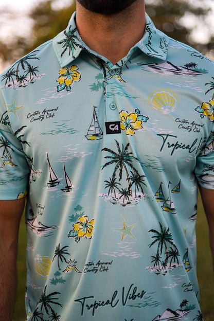 [CAMFGSTVS] Custom Apparel Mens Funky Golf Shirt | Tropical Vibes (S)