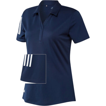 [GP0243-M] Adidas Womens Golf Shirt | 3 Stripe Club Polo (Navy, M)