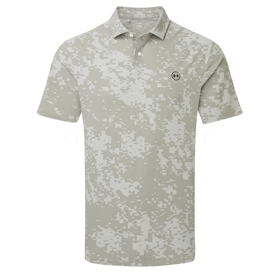 Under Armour Mens Golf Shirt | Drive Chill | Printed Polo | Titanium
