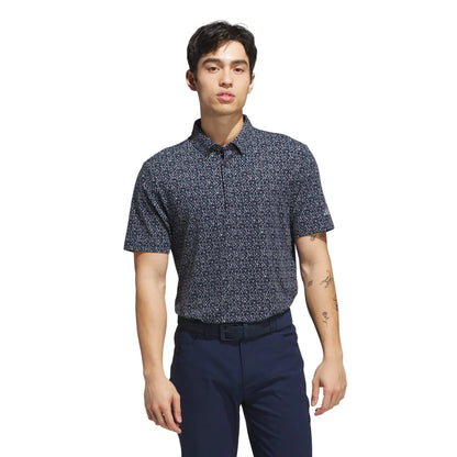 [JL5273M] Adidas Mens Golf Shirt | Ultimate365 Micro Argyle Polo | Collegiate Navy-Grey Three (M)