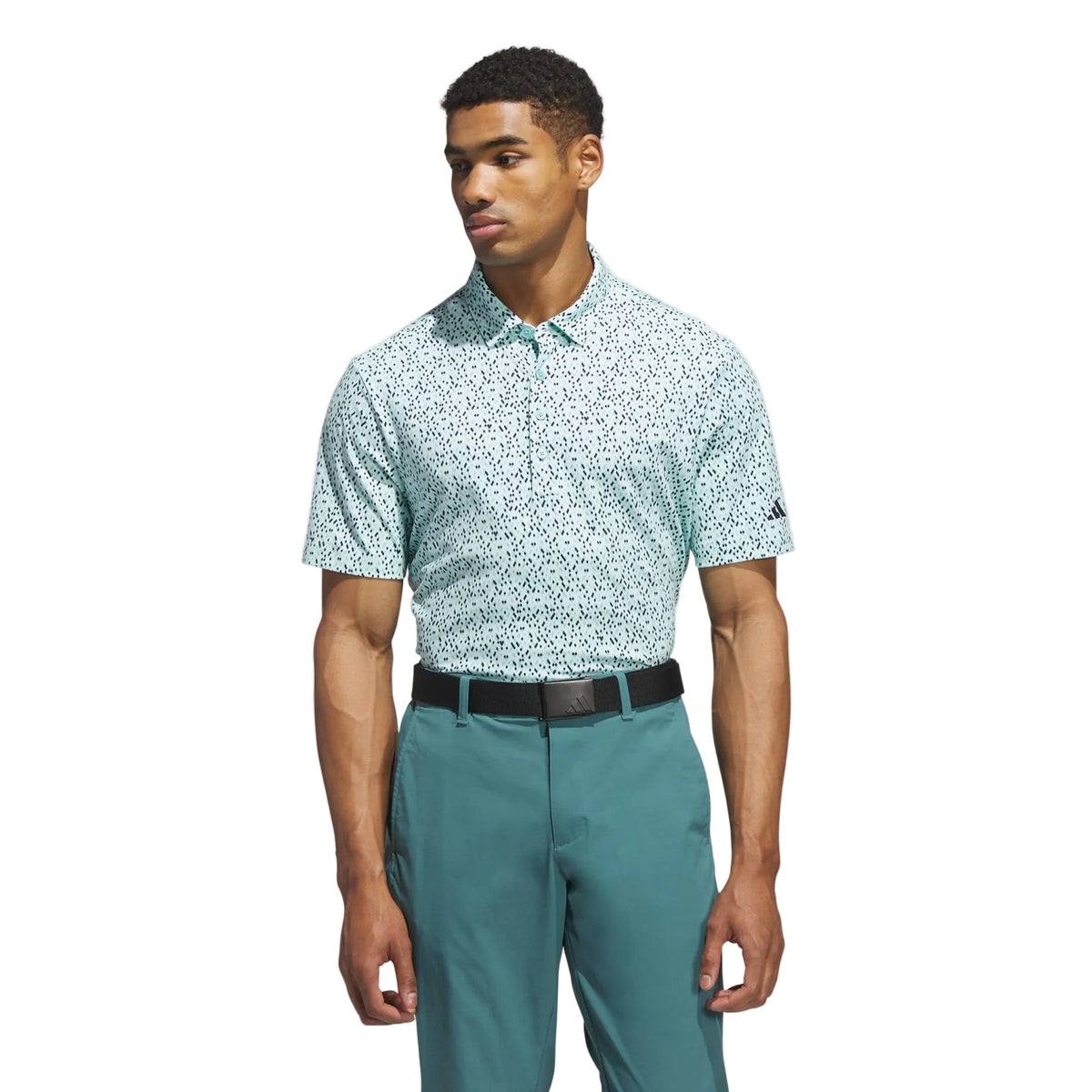 [JL5269XXL] Adidas Mens Golf Shirt | Ultimate365 Micro Argyle Polo | Semi Flash Aqua - Collegiate Navy (2XL)