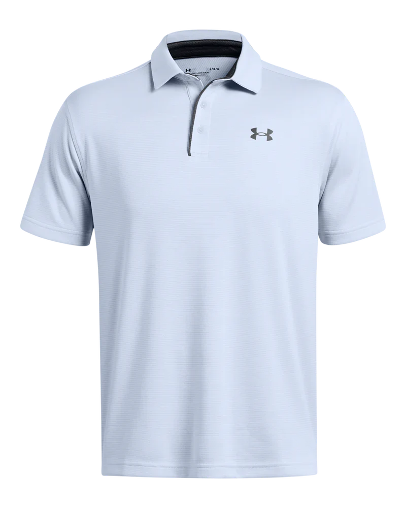 [1290140470XXL] Under Armour Mens Golf Shirt | Tech Polo | Striped (Light Blue, 2XL)