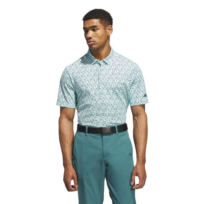 Adidas Mens Golf Shirt | Ultimate365 Micro Argyle Polo | Semi Flash Aqua - Collegiate Navy