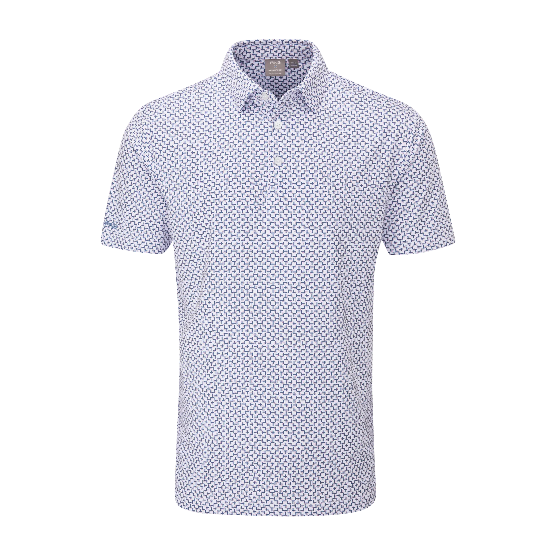 Ping Mens Golf Shirts | Ephron Polo | White-Pink Haze Multi
