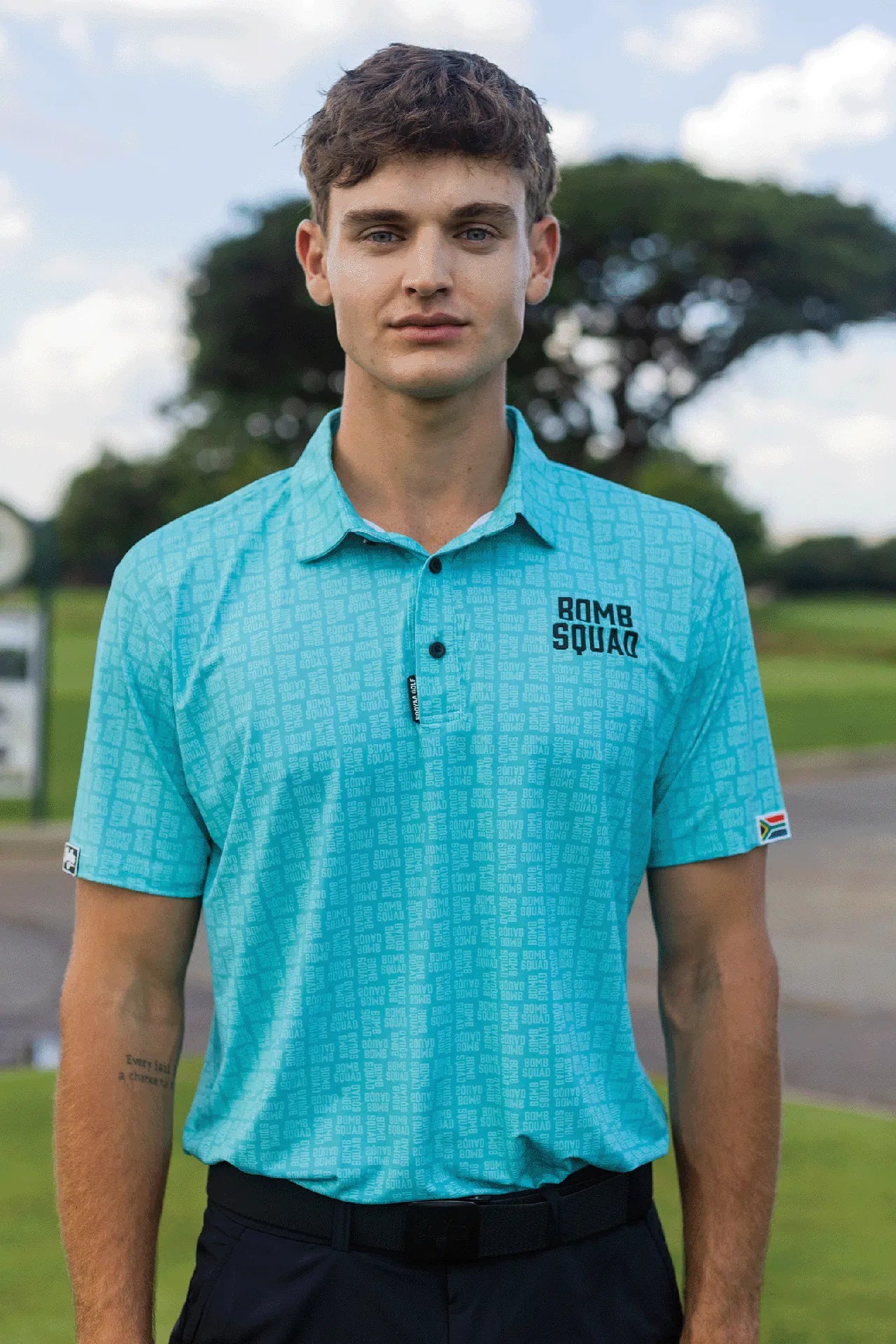 Booyaa Mens Golf Shirt | Bomb Squad | Blue