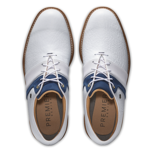 [54534105W] Footjoy Mens Golf Shoes | Premiere Series Packard LX | White-Navy 8e (UK10.5)