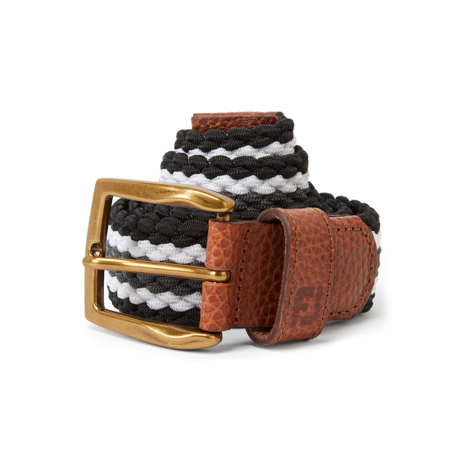 [69505R] Footjoy Mens Golf Belt | Striped Braided (Twilight/Racing Red/White, Regular)