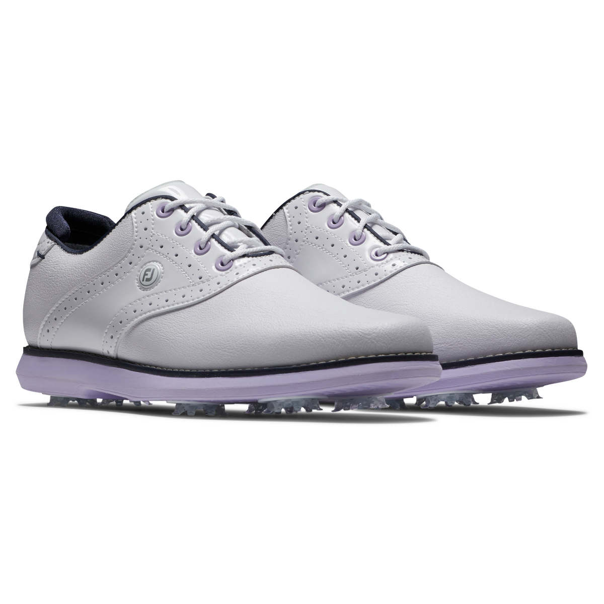 [97930045M] Footjoy Womens Golf Shoes | Traditions 9b (White/Navy/Purple, UK4.5)