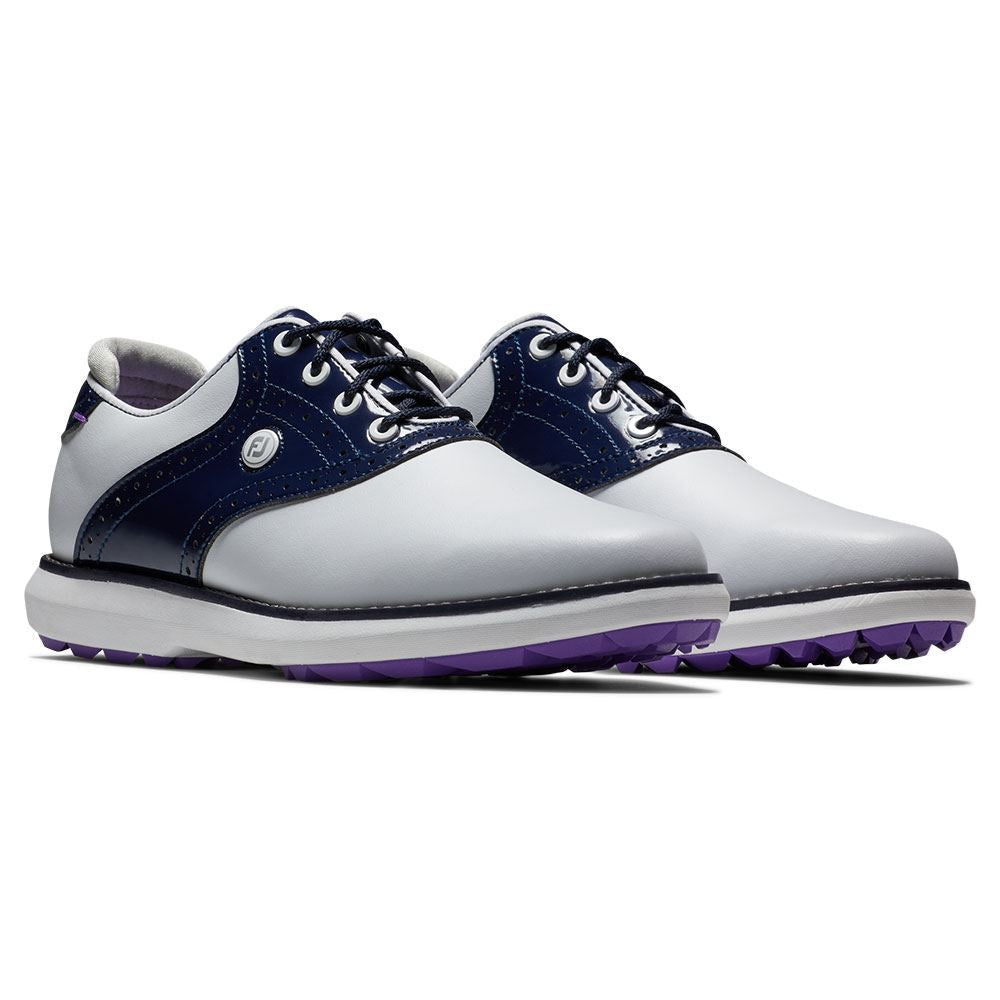 [9792655] Footjoy Womens Golf Shoes | Traditions 9b (White/Lilac, UK5.5)