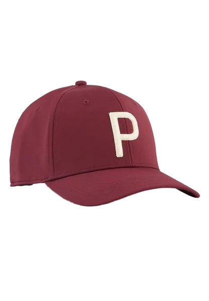 Puma Mens Golf Cap | Heritage P Tech | Ruby Shimmer-Alpine Snow
