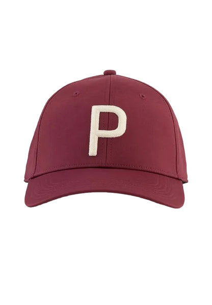 Puma Mens Golf Cap | Heritage P Tech | Ruby Shimmer-Alpine Snow
