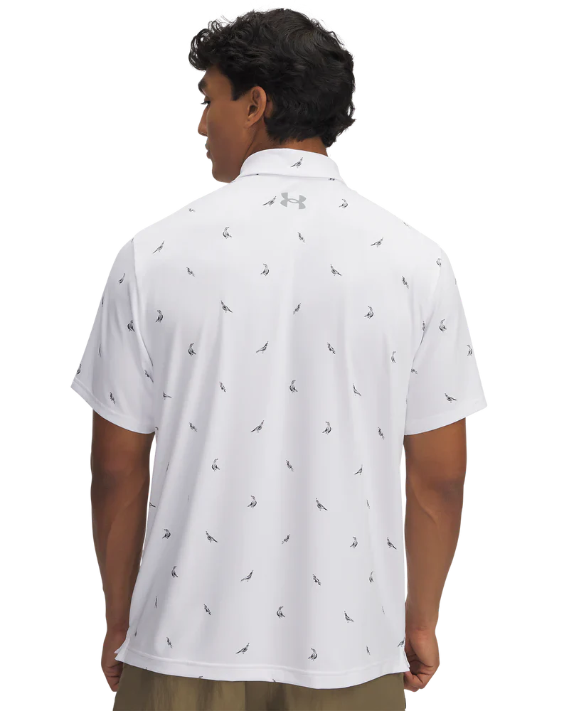 Under Armour Men's Golf Shirts | 3.0 Printed Polo | White/Birds