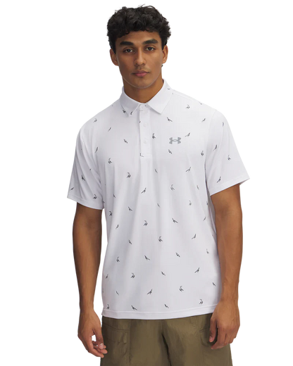 Under Armour Men's Golf Shirts | 3.0 Printed Polo | White/Birds