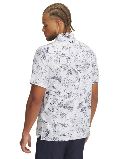 Under Armour Men's Golf Polo | 3.0 Printed Polo | White/Navy/Grey