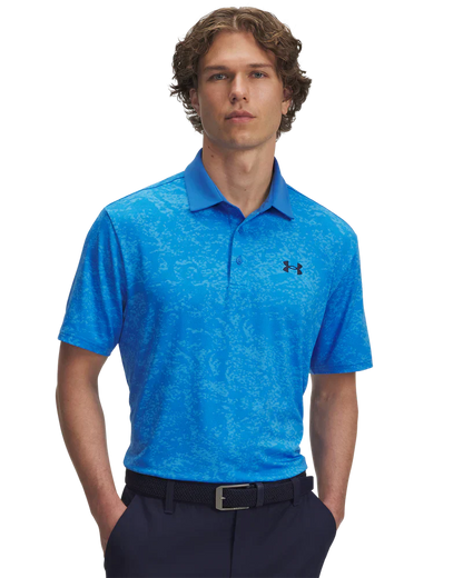 Under Armour Men's Golf Polo | Playoff 3.0 Printed Polo | Blue Atlantis