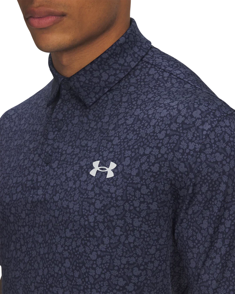 Under Armour Men`s Golf Shirt | Playoff Printed 3.0 Polo | Navy/Grey