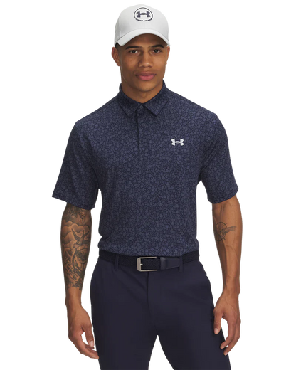 Under Armour Men`s Golf Shirt | Playoff Printed 3.0 Polo | Navy/Grey