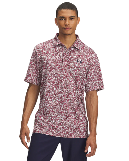 Under Armour Men's Golf Polo | Playoff 3.0 Printed Polo | Tourmaline Pink
