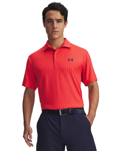 Under Armour Men's Golf Polo | Playoff 3.0 Printed Polo | Racer Red