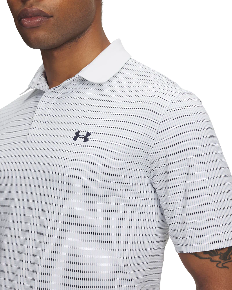 Under Armour Men's Golf Polo | Drive Chill | Printed Polo | White/Black