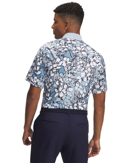 Under Armour Men's Golf Polo | Drive Chill | Printed Polo | Blue/White