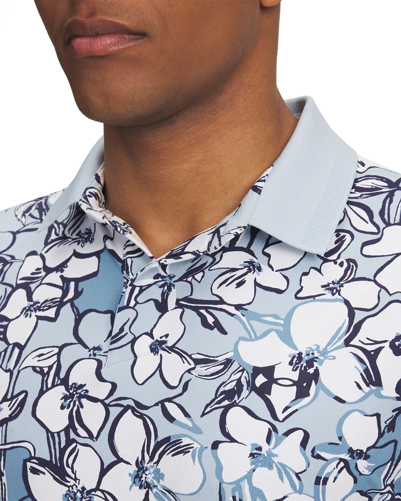 Under Armour Men's Golf Polo | Drive Chill | Printed Polo | Blue/White