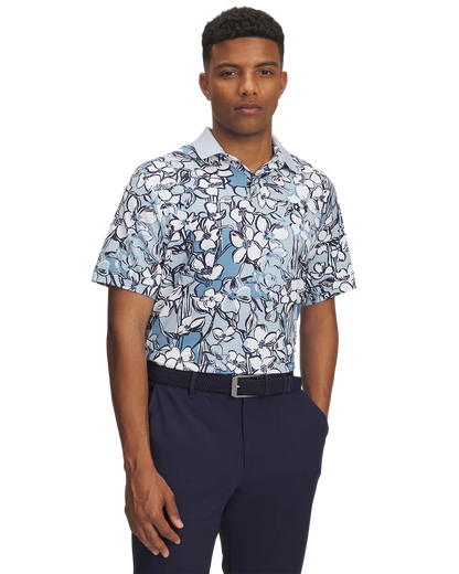 Under Armour Men's Golf Polo | Drive Chill | Printed Polo | Blue/White