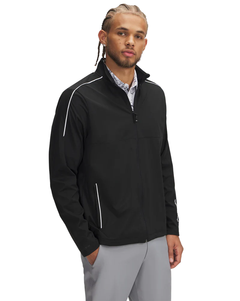 Under Armour Men's Golf Jacket | Drive Wind Full Zip | Black/White