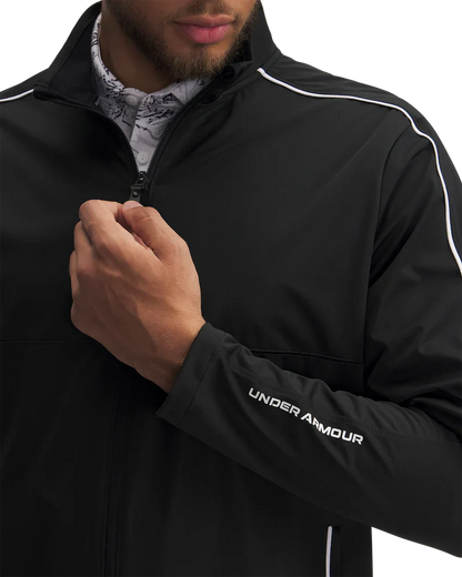 Under Armour Men's Golf Jacket | Drive Wind Full Zip | Black/White