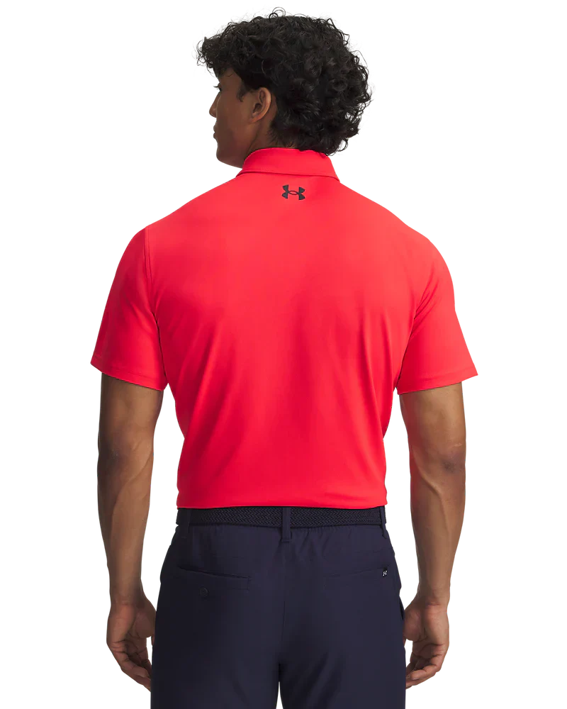 Under Armour Men's Golf Shirt | T2G Pique Polo | Racer Red